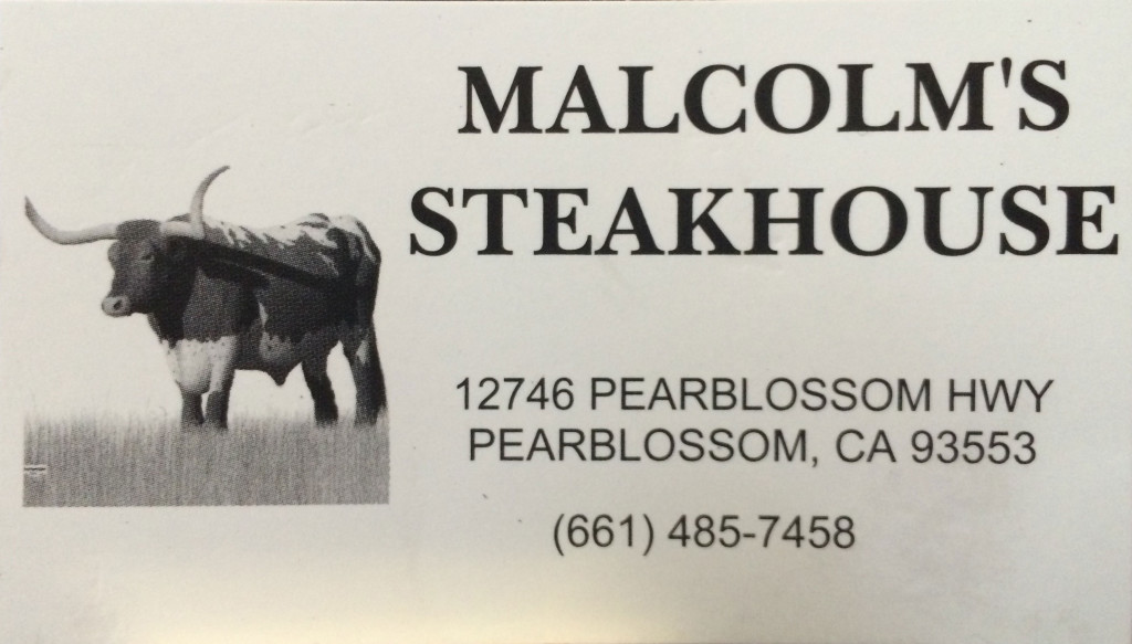 Visitenkarte von Malcolms Steakhouse
